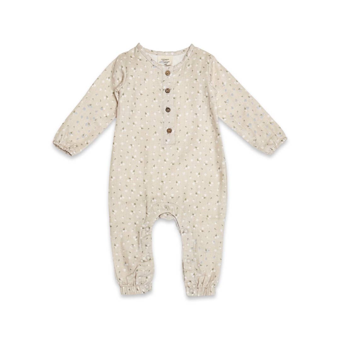 Ditsy Floral Button Baby Jumpsuit (Organic Muslin)