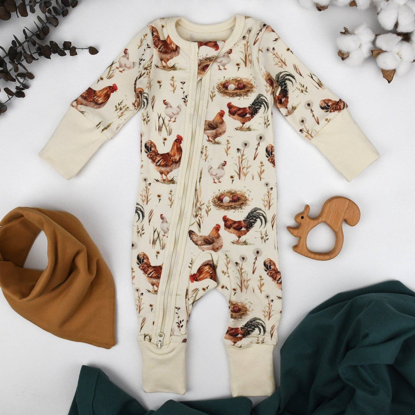 Organic Cotton Baby Pajamas 2-Way Zip Front Zipper Sleeper, Wheaton