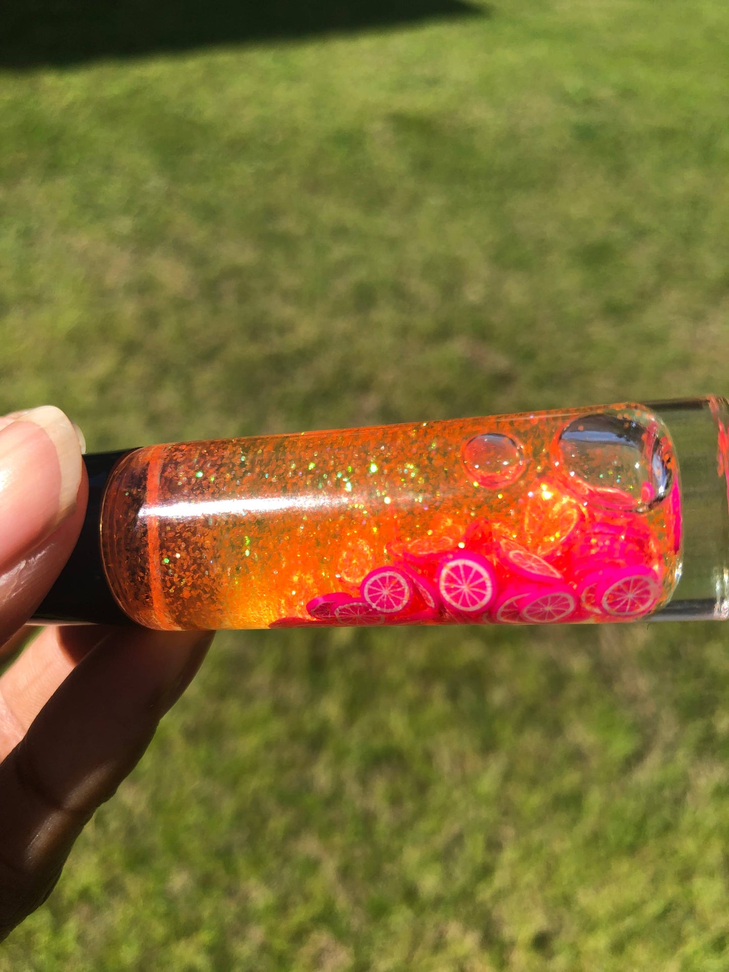 Juicy Fruit Lip Oil: Red Glitter / Strawberry Juicy Fruit