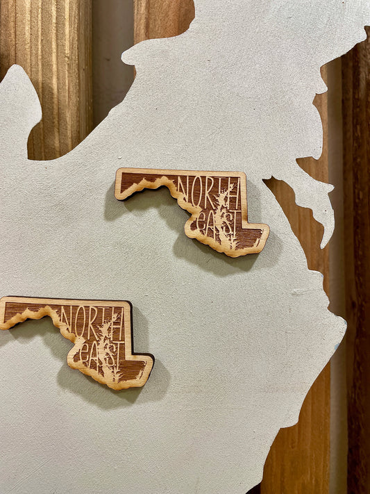 CUSTOM USA States Wood Magnet ~ Engraved with your town