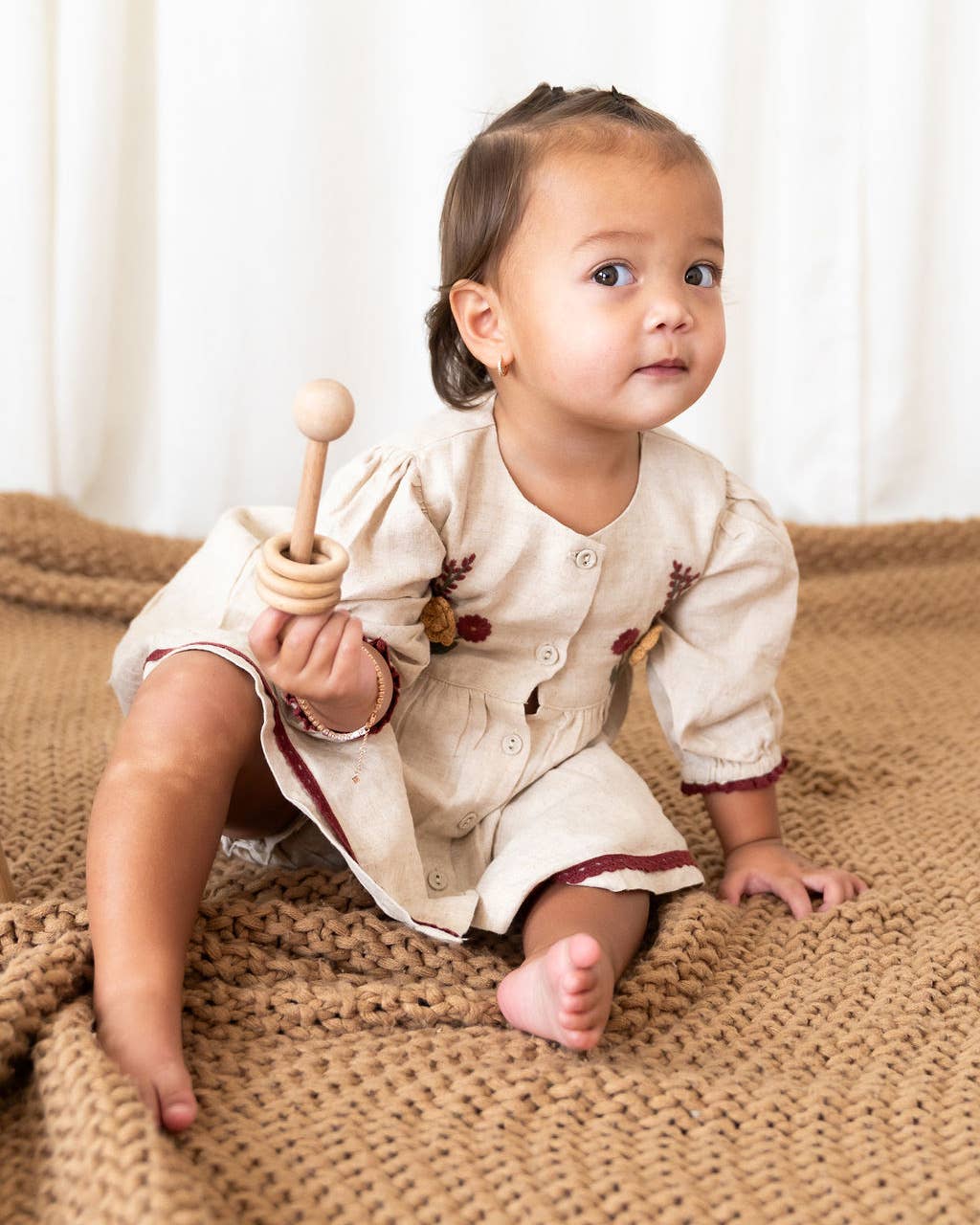 Ravello Embroidered Baby Dress & Bloomer (Linen Blend)
