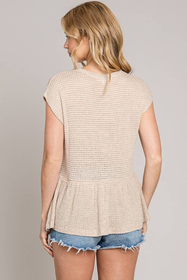 Short Dolman Sleeve Peplum Knit Top