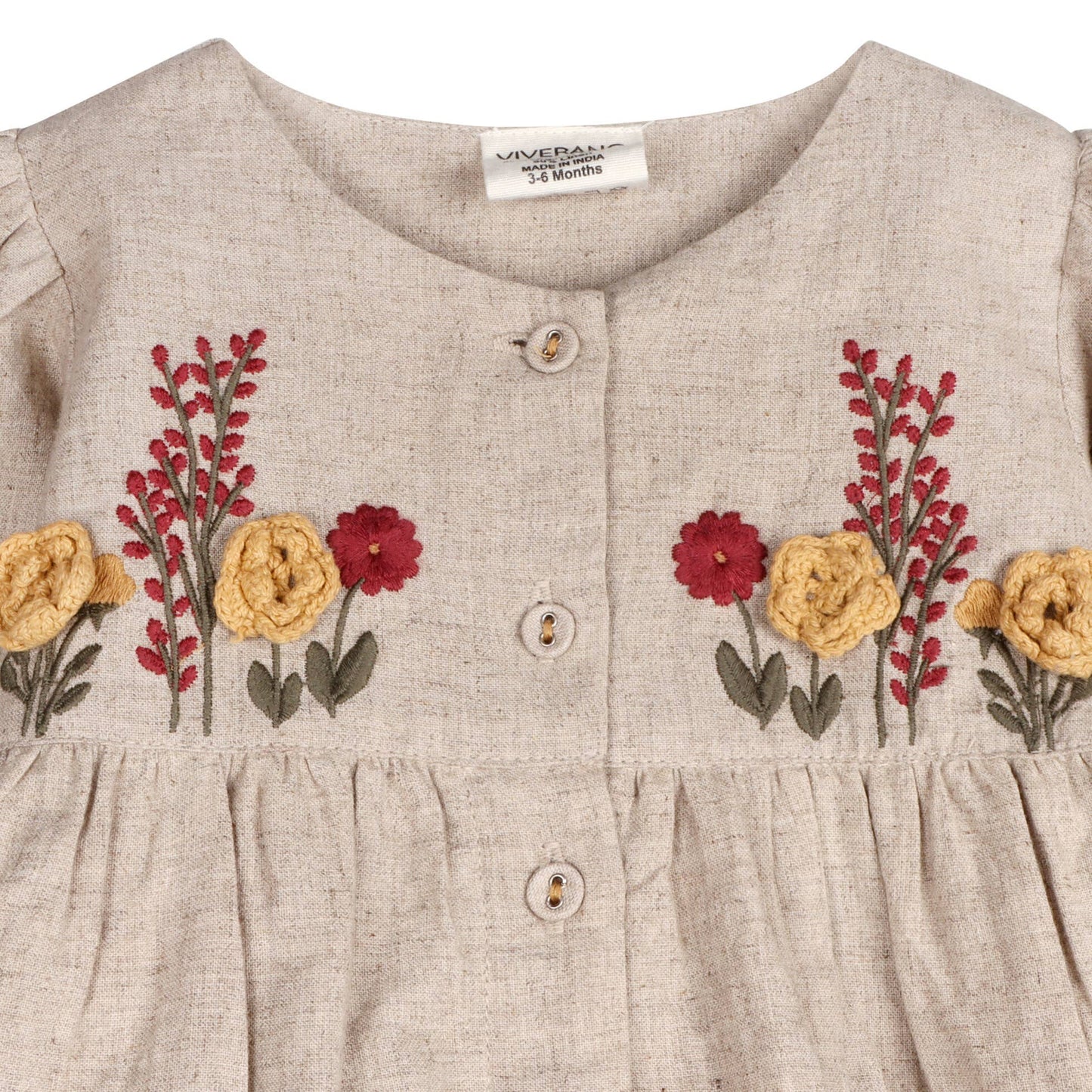 Ravello Embroidered Baby Dress & Bloomer (Linen Blend)