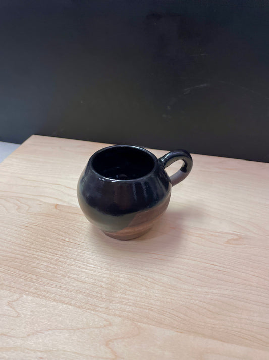 Black Espresso Mug With Handles - Handmade