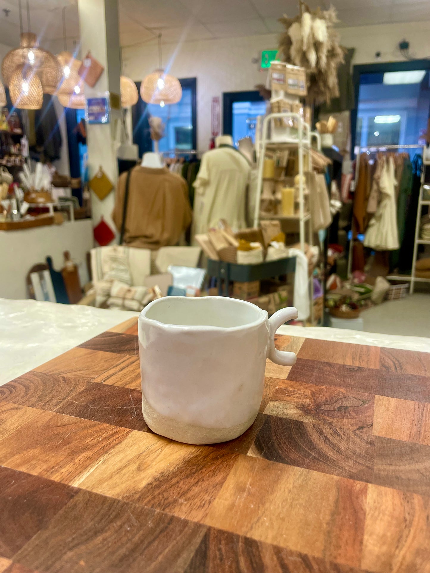 Tall Espresso Mug | Creamy Glaze with Rough Bottom - Handmade