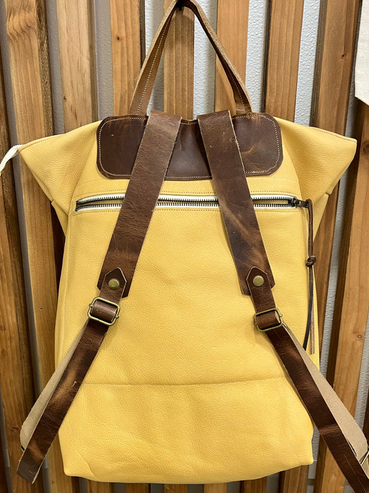 Large Pale Mustard Periwinkle Backpack - Double Zip