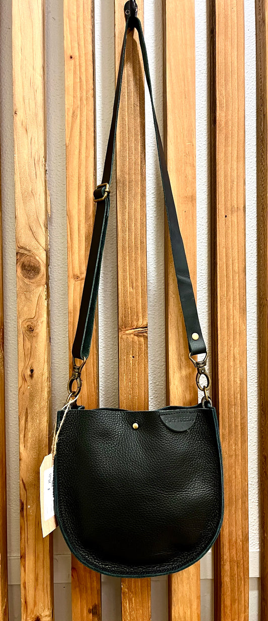 Leather Scoop Purse - Black