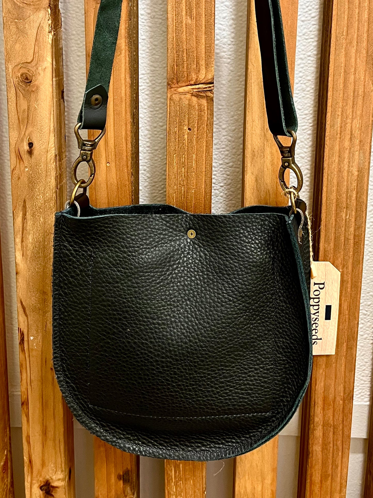 Leather Scoop Purse - Black