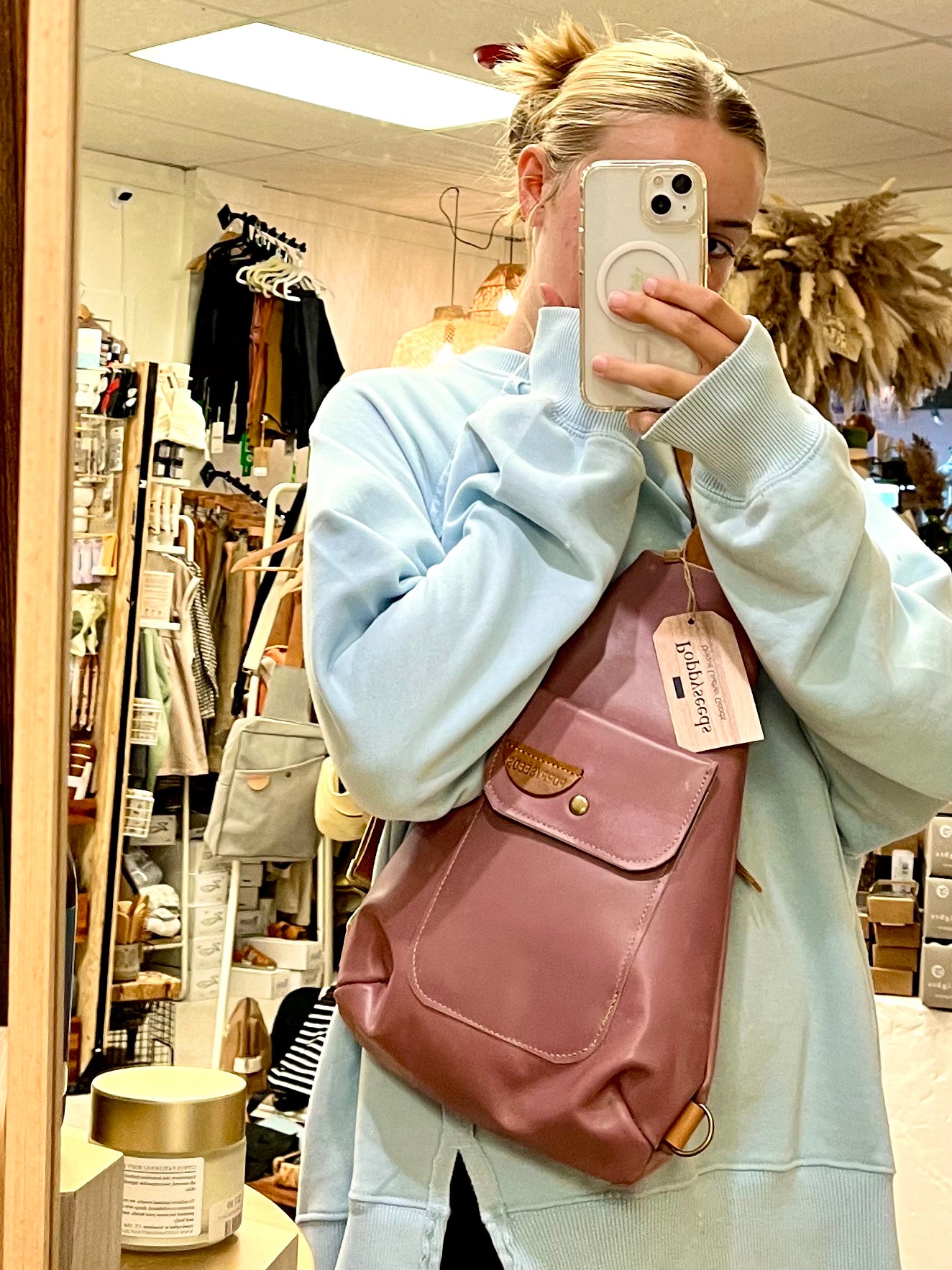 Small Leather Back Crossbody + Back Sling - Lilac