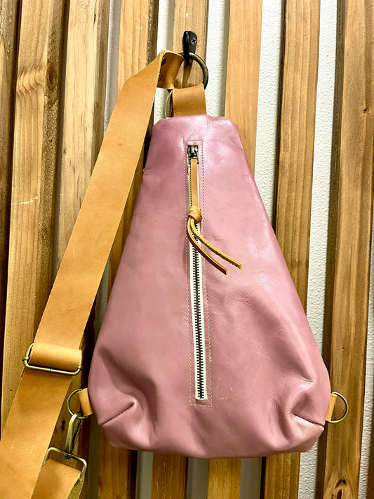 Small Leather Back Crossbody + Back Sling - Lilac