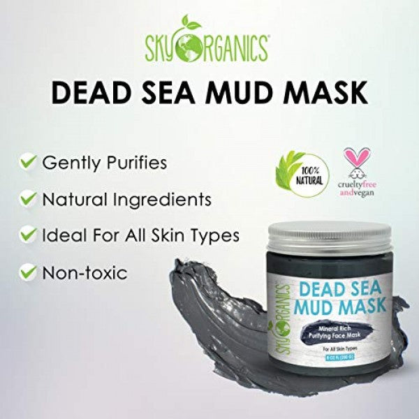 Sky Organics Dead Sea Mud Mask to Deeply Cleanse Face, 8.8 oz