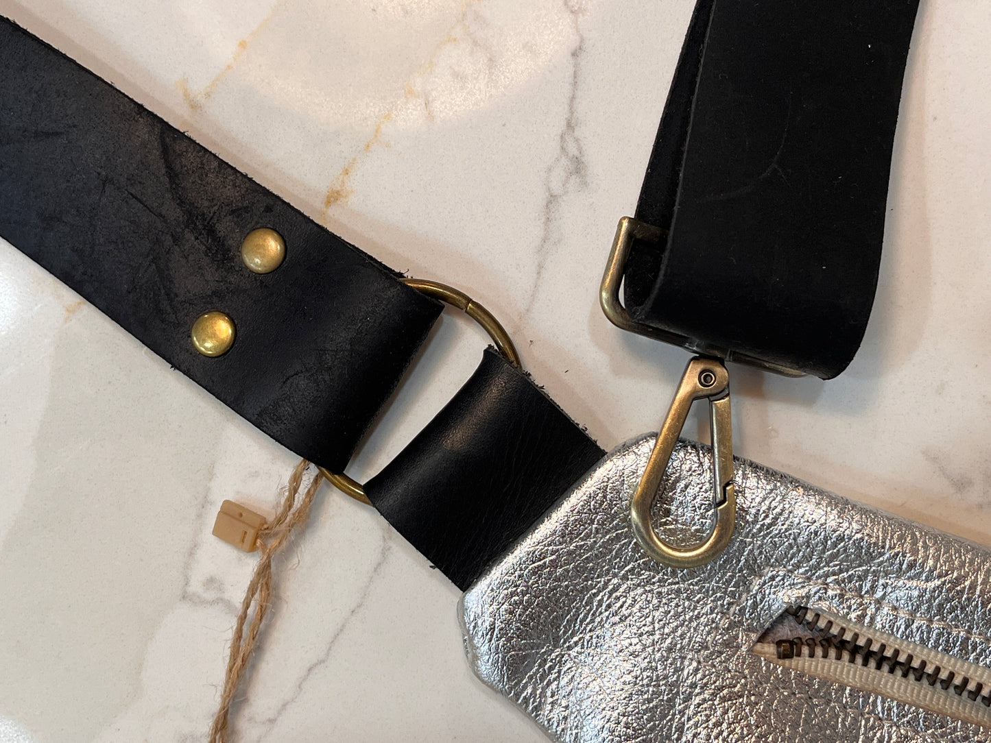 Small Leather Back Crossbody + Back Sling - Metallic