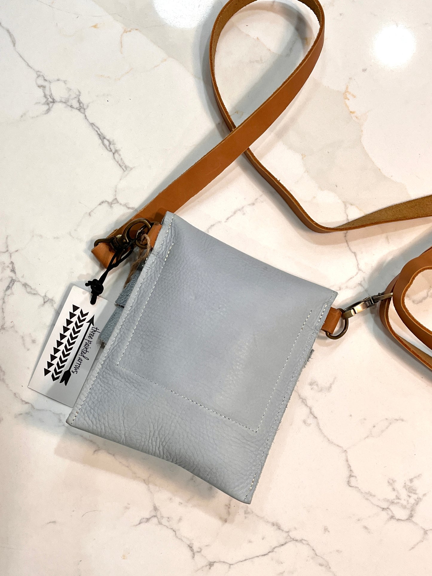 Small Leather Snap Purse - Sky Blue