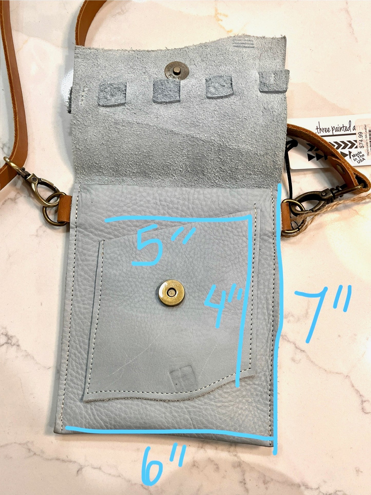 Small Leather Snap Purse - Sky Blue