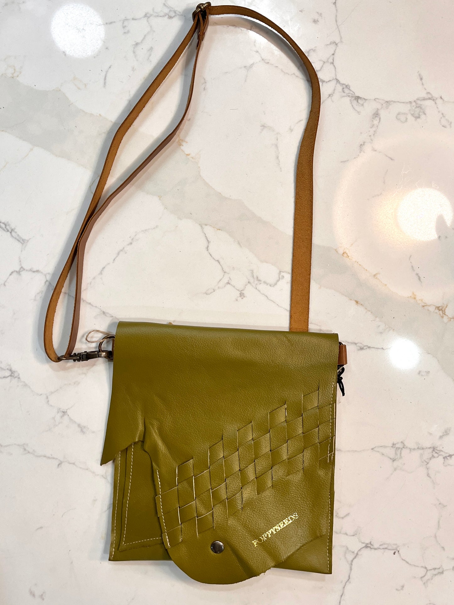 Waved Green Leather Purse