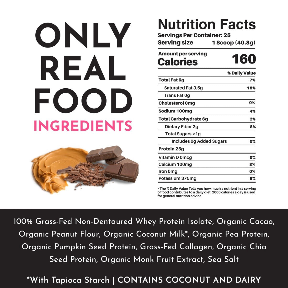 Just Ingredients Creamy Peanut Butter Chocolate Protein Powder