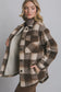FAUX FUR BRUSHED PLAID JACKET W/ POCKET