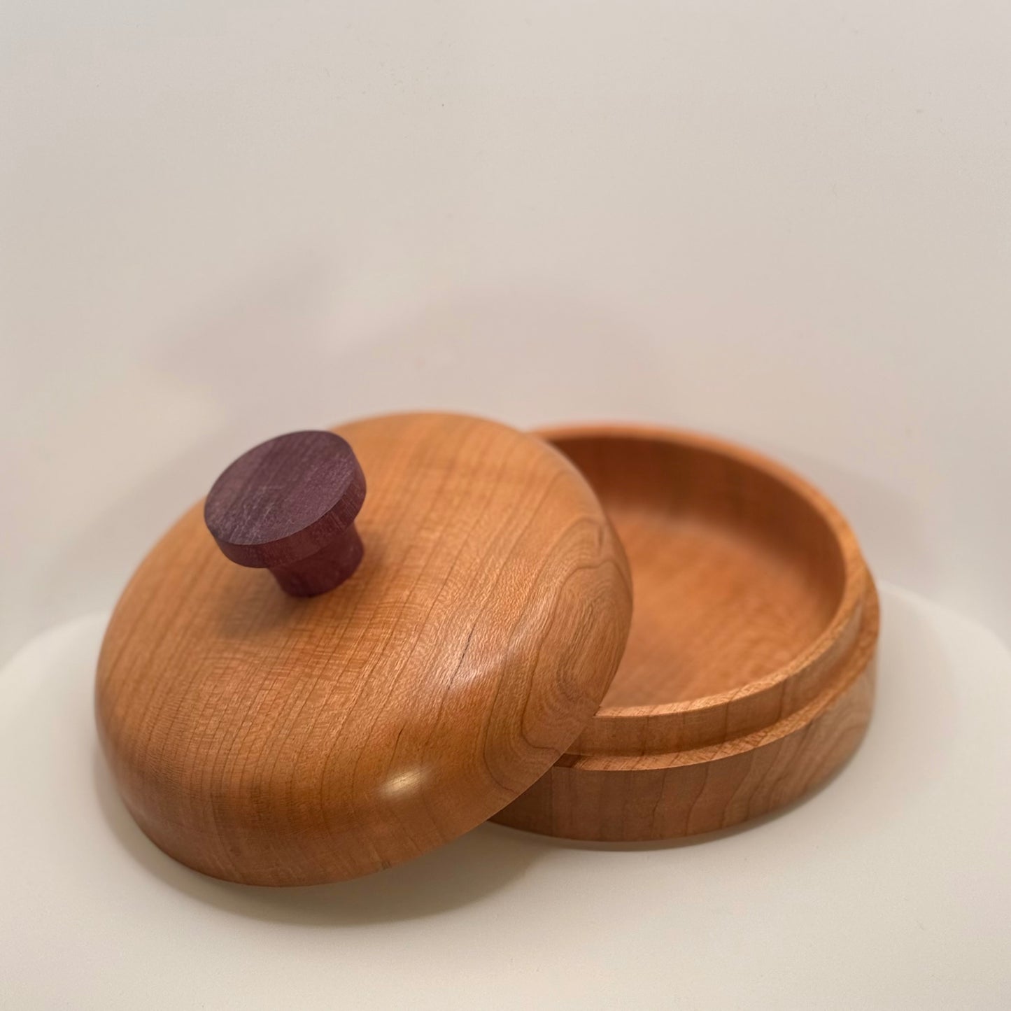 Locally Made Cherry & Purple Heart Wood Bowl w/ Lid
