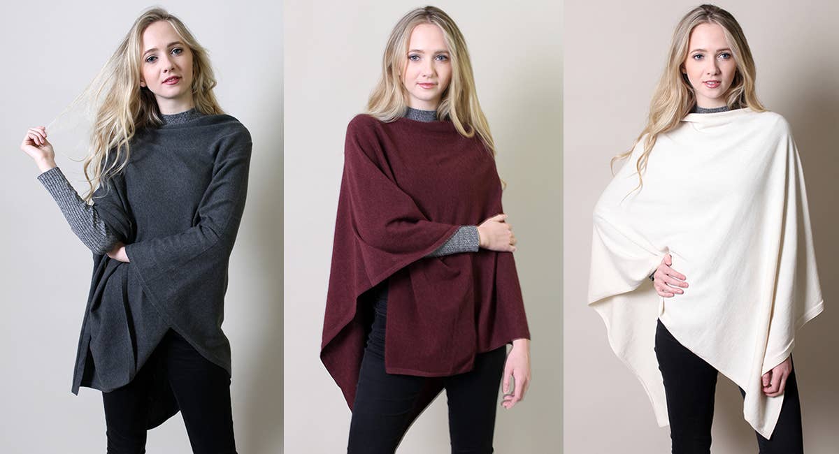 Women's Eco-Chic Poncho Sweater Knit Pullover (Organic)