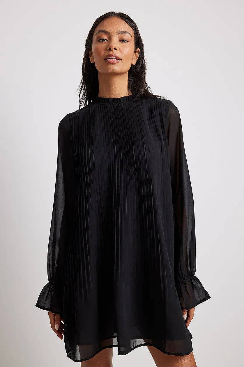 Black Mini Pleated Dress