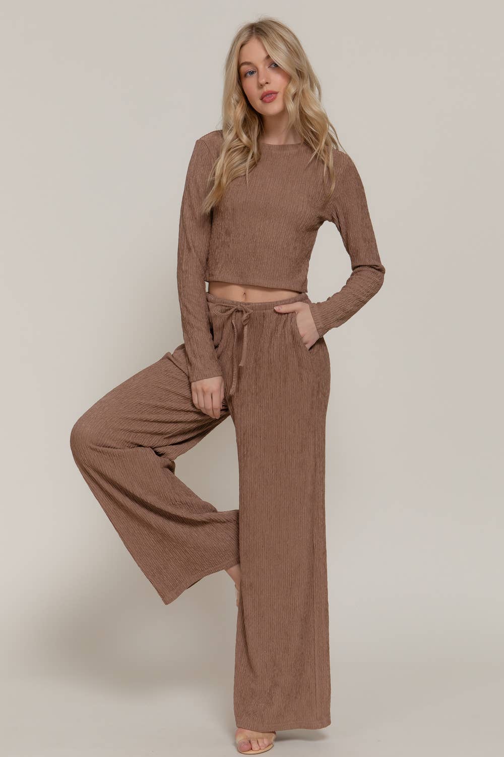 Long Sleeve Top & Long Pants Set Mocha