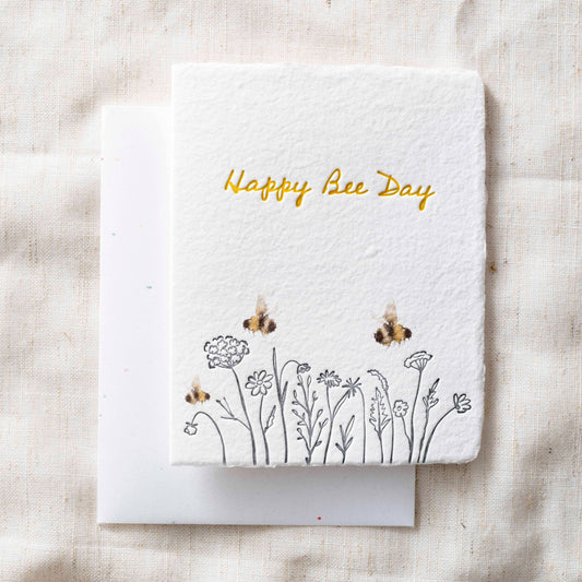 Happy Bee Day Birthday | Flowers Honey Bees Greeting Card