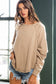 French Terry Round Hem Detailed Loose Fit Top TAUPE