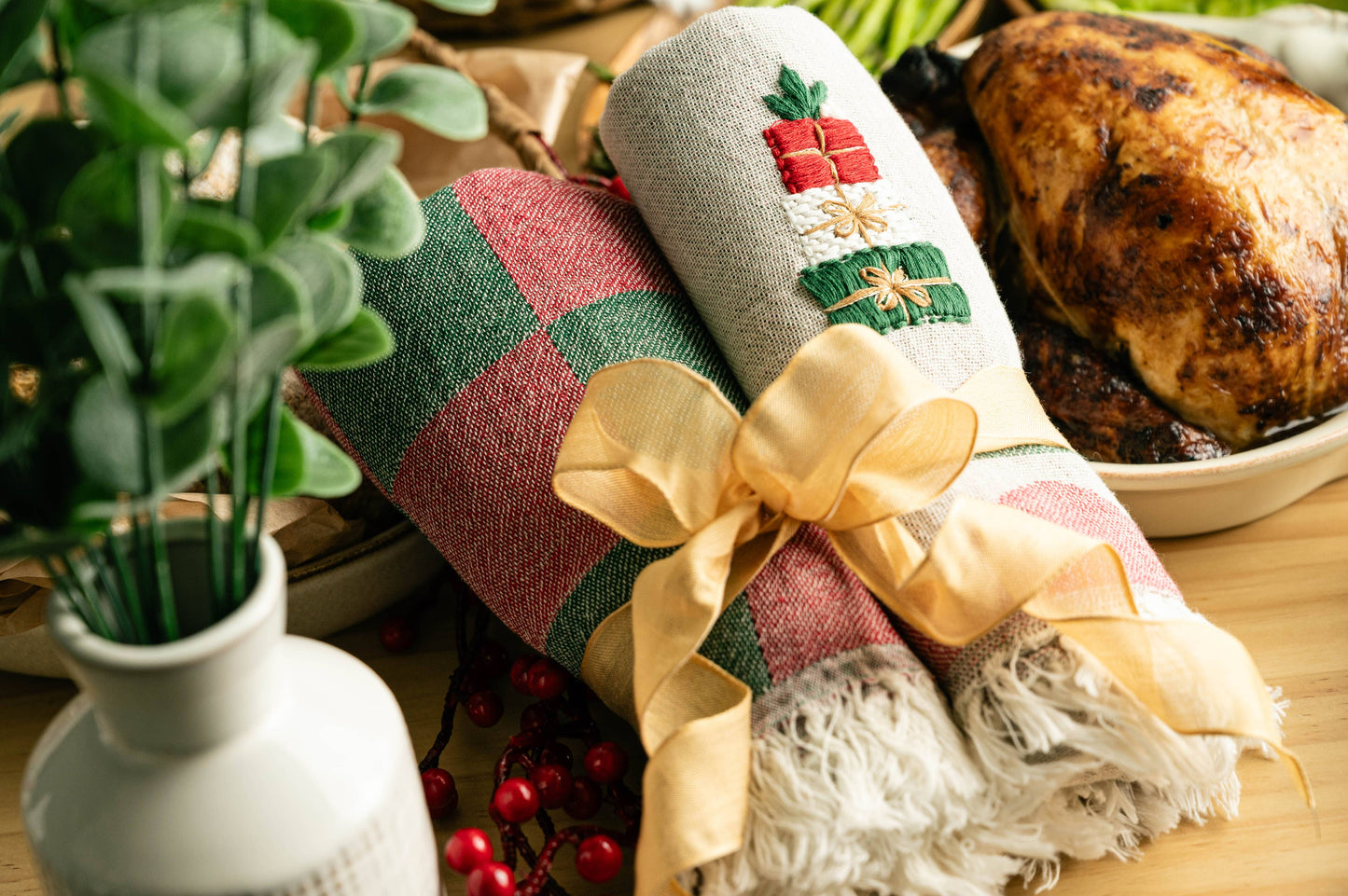 Gift Boxes Hand-Stitched Tea Towel Set