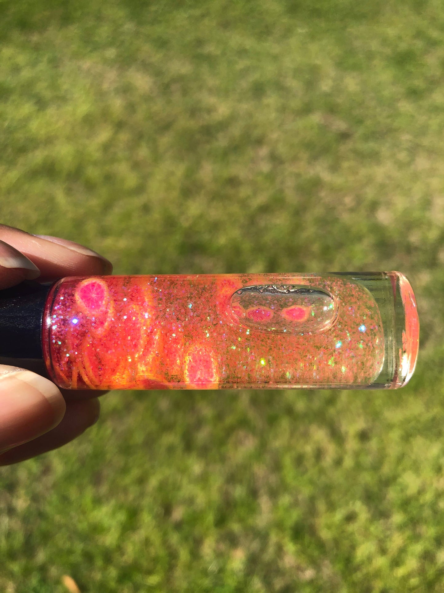 Juicy Fruit Lip Oil: Pink Glitter / Strawberry Juicy Fruit