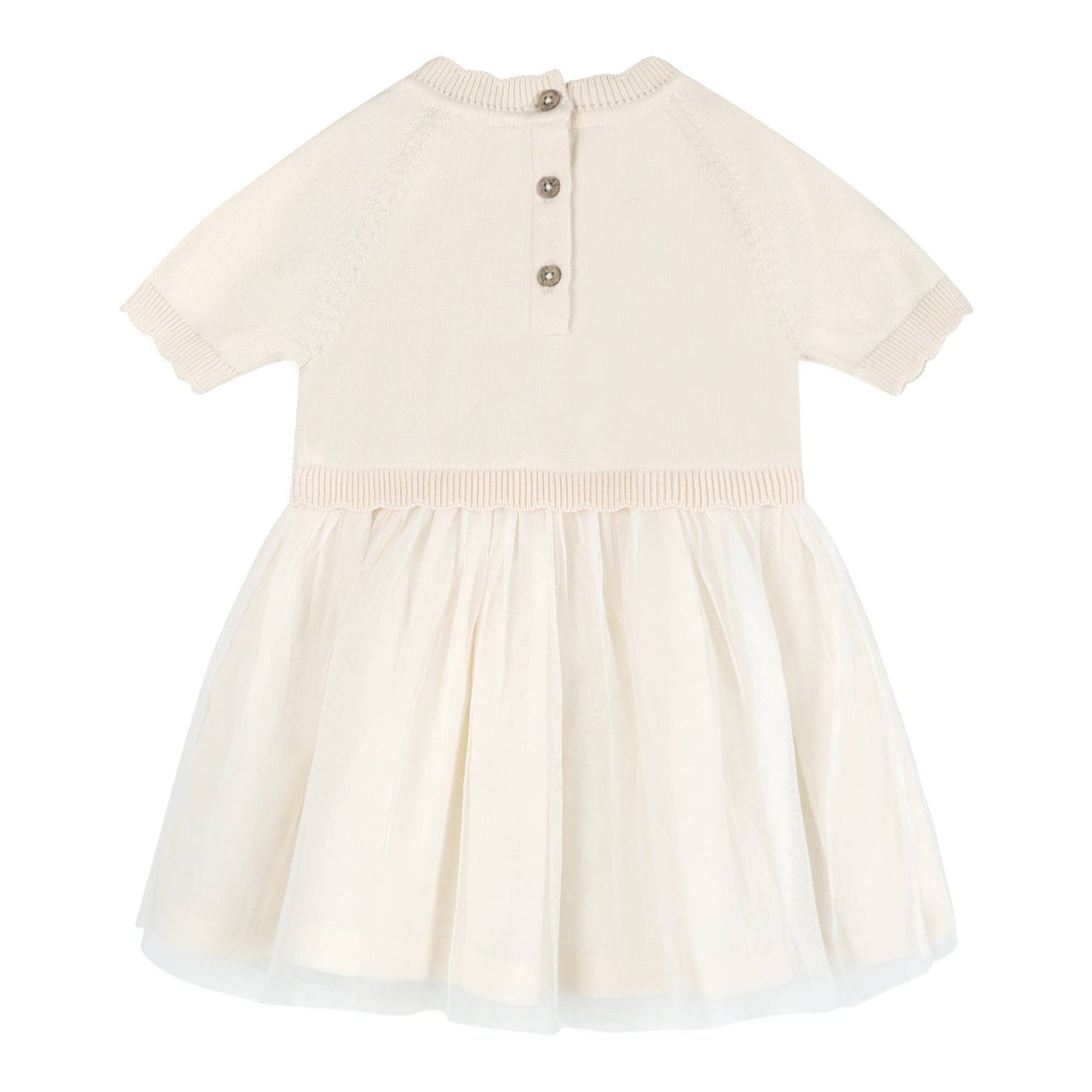 Bird Floral Embroidered Tutu Knit Baby Dress (Organic)