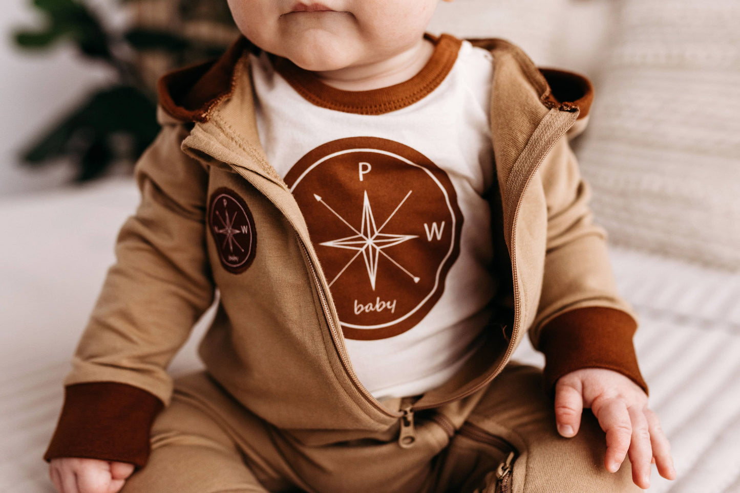 PNW Baby Hooded Romper- Rust