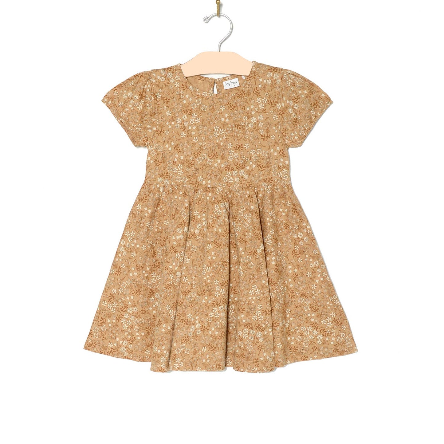 Girl Spring & Summer Short Sleeve Twirl Dress- Golden Garden