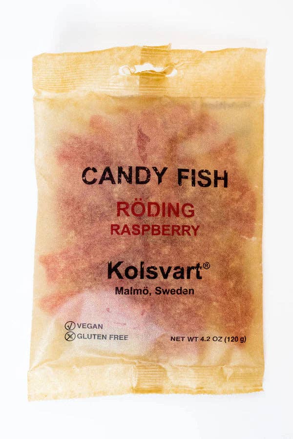 Kolsvart Sweet Raspberry Gummy Swedish Fish 4.2oz Bag