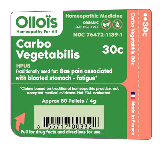 Olloïs Carbo Vegetabilis 30C Vegan Organic Kosher, 80 Pellts