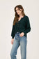 V NECK HALF BUTTON LONG SLEEVE KNIT TOP