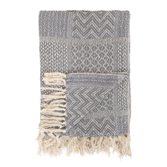 Knit Throw with Fringe - Grey