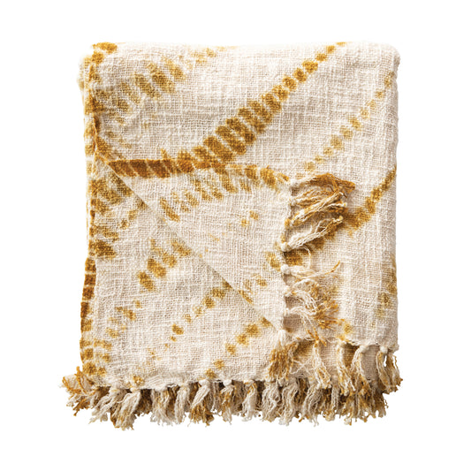 Cotton Tie-Dyed Throw with Fringe