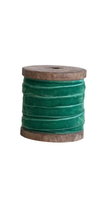 10 Yard Velvet Ribbon on Wood Spool, 3 Colors