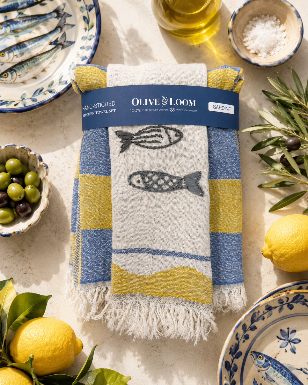 Sardine - Hand Stitched Kitchen Towel