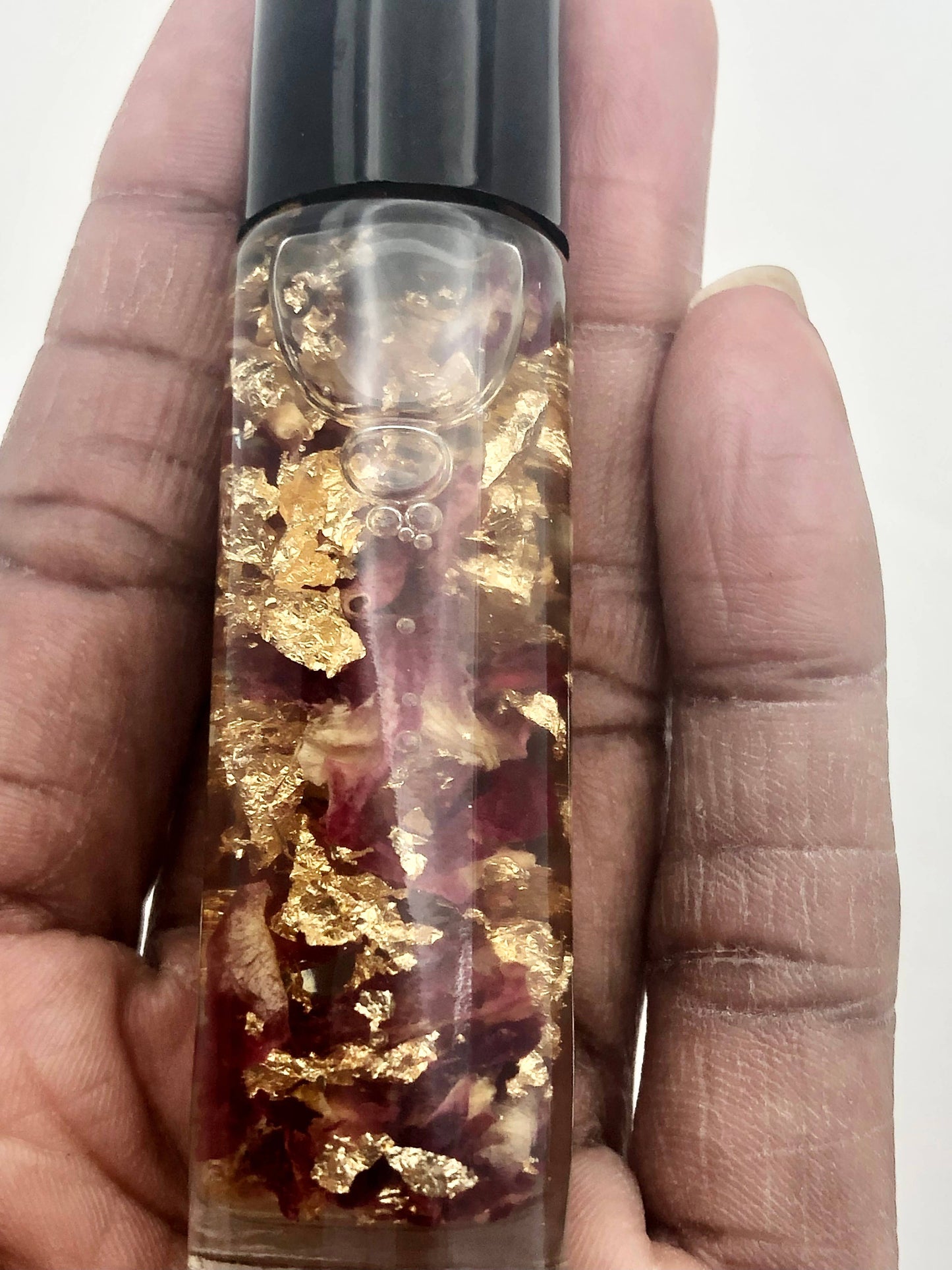 Pink Rose Petals with Gold Flakes Lip Oil: Huckleberry Heaven