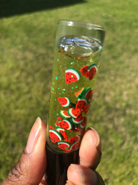 Juicy Fruit Lip Oil: Red Glitter / Strawberry Juicy Fruit
