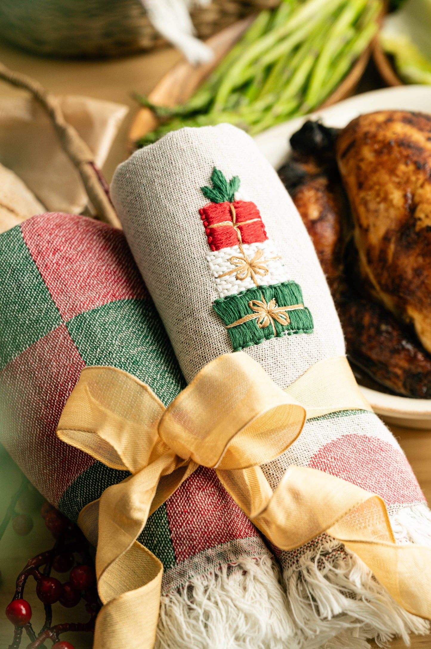 Gift Boxes Hand-Stitched Tea Towel Set