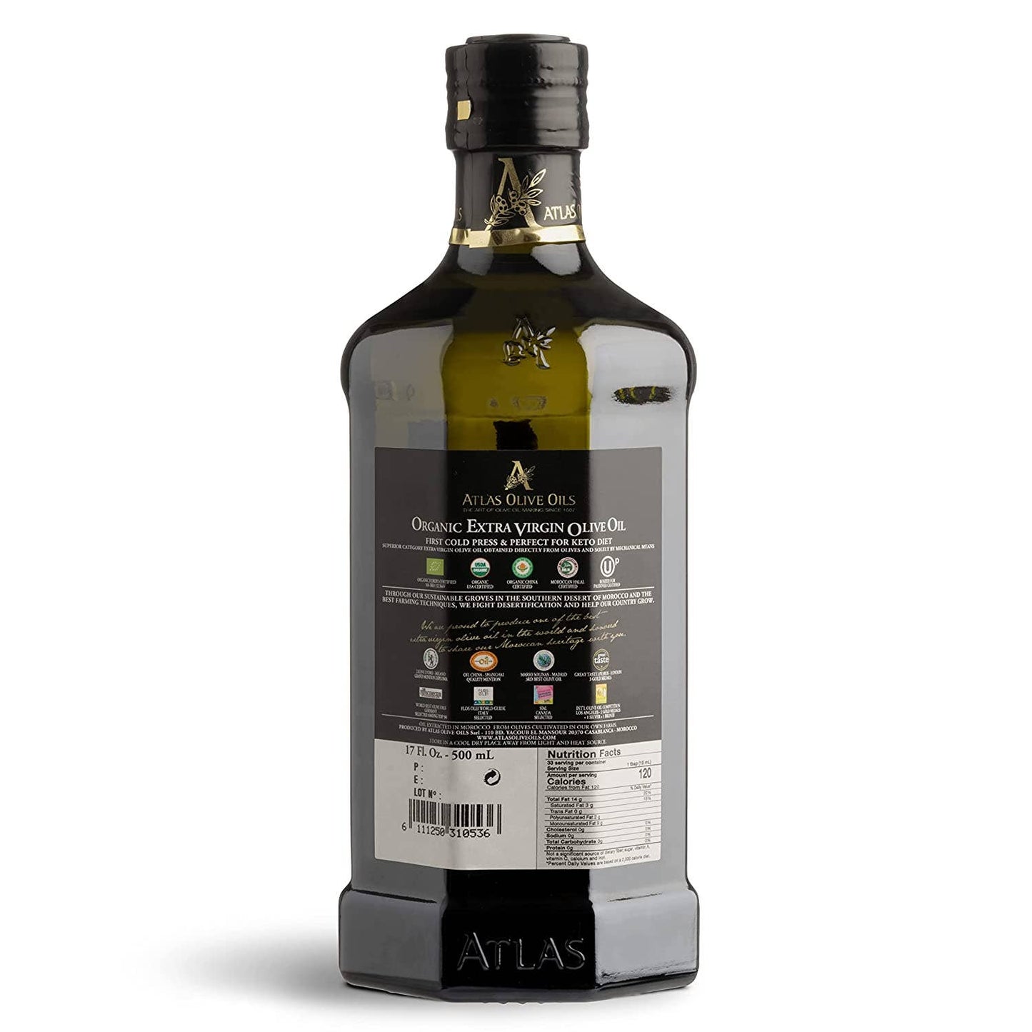 Atlas Organic Extra Virgin Olive Oil Glass bottle of 500 ML