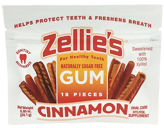 Zellie's Xylitol Dental Gum - Cinnamon 18ct Pouch