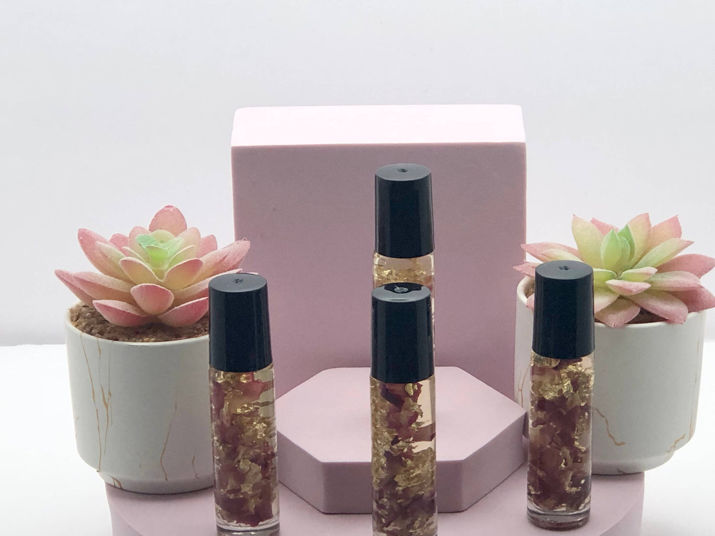 Pink Rose Petals with Gold Flakes Lip Oil: Huckleberry Heaven