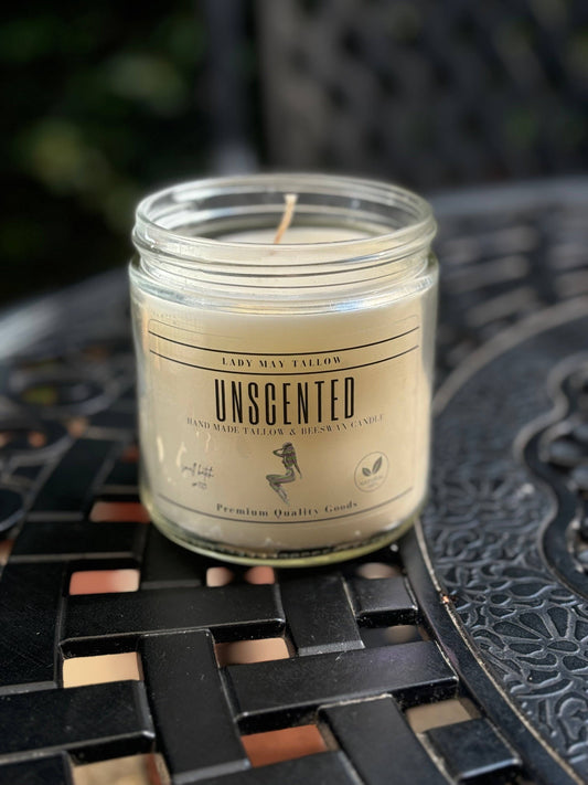 Unscented Tallow & Beeswax Candle | All-Natural, Non-Toxic, Clean-Burning