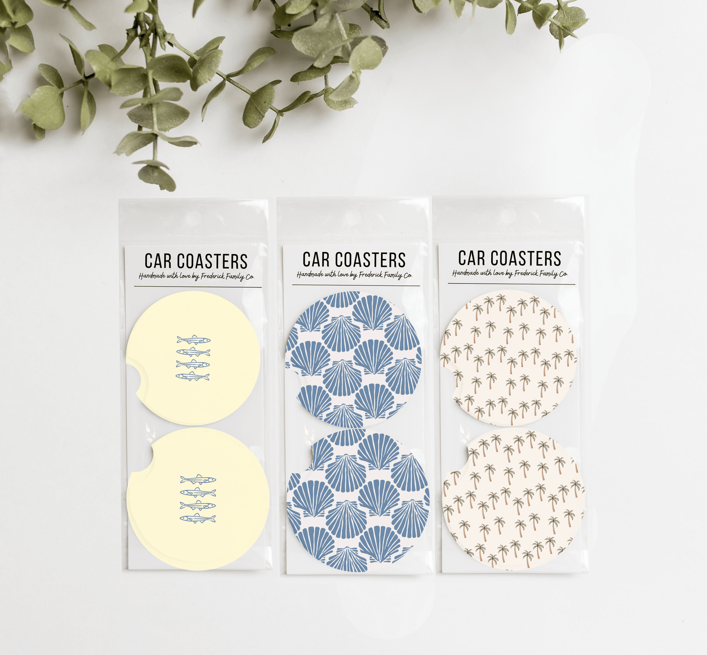 Summer Car Coasters Set of 2 – Absorbent Neoprene Cup Holder Coasters for Cars, Trucks & SUVs