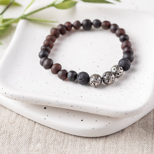 Adults | Titanium Plated Lava + Raw Cherry Aroma Bracelet