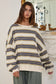 Striped Terry Oversized Sweatshirt Top