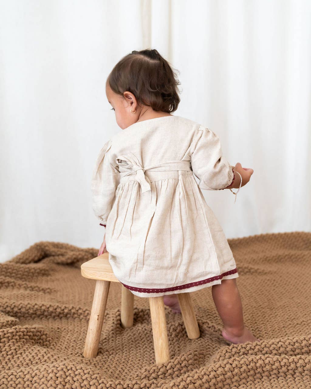 Ravello Embroidered Baby Dress & Bloomer (Linen Blend)